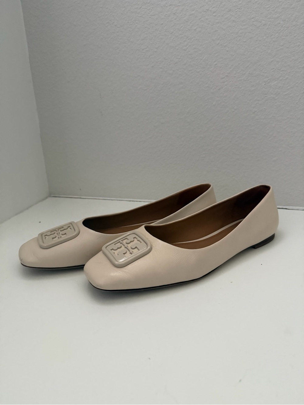 Tory Burch Cream Leather Ballet Flats